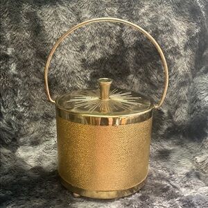 Vintage 1950s Gold Ice Bucket Starburst